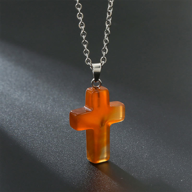 Bysera - Natural Gemstone Cross Necklace