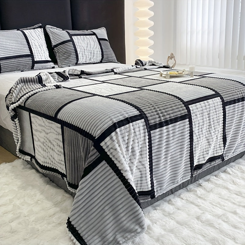 Tegburn - Soft Striped Plush Blanket Throw