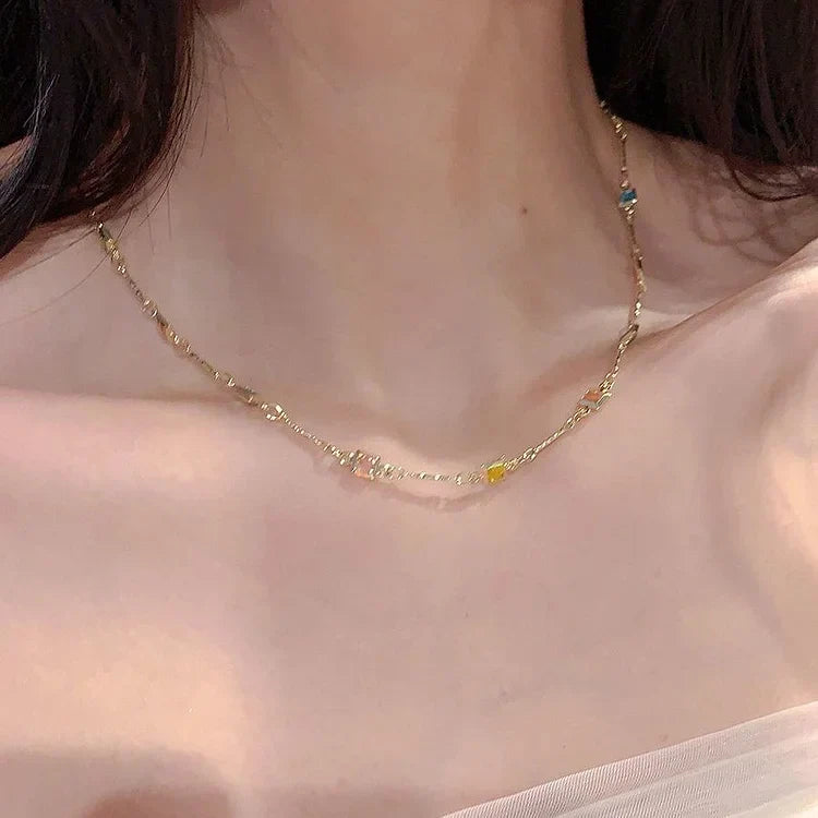 Ivy Collection - Elegant Gold/Silver Necklace with Sparkling Gemstones