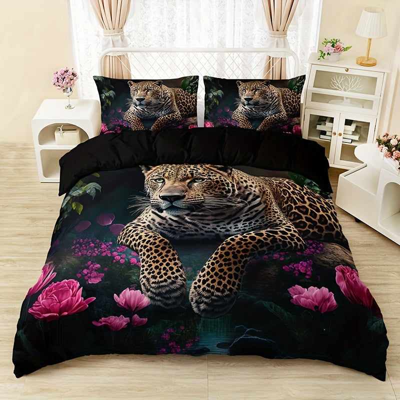 Nirsten - 3-Piece Rose Pattern Duvet Cover Set