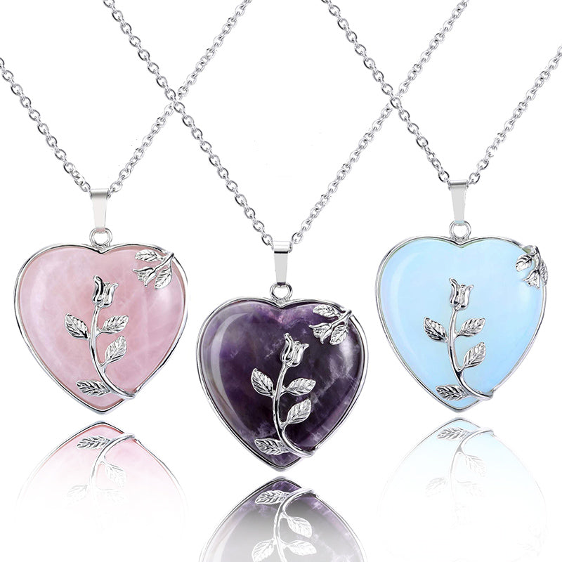 Amara Heart-Shaped Rose Quartz Necklace - Elegant Romantic Pendant