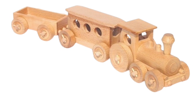 WoodenTrain - Wooden Train Toy with Removable Cars for Kids