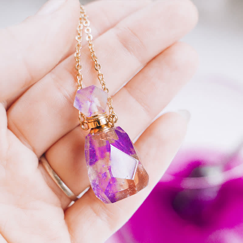 Jozelle - Iris Crystal Perfume Bottle Necklace - Refillable Fragrance Jewelry