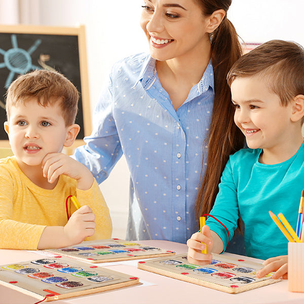 ColorMaze - Magnetic Wooden Color and Number Maze for Kids