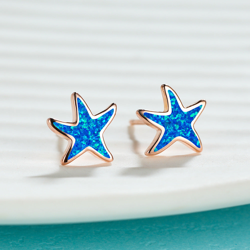 Fathoma - Stunning Blue Opal Starfish Earrings