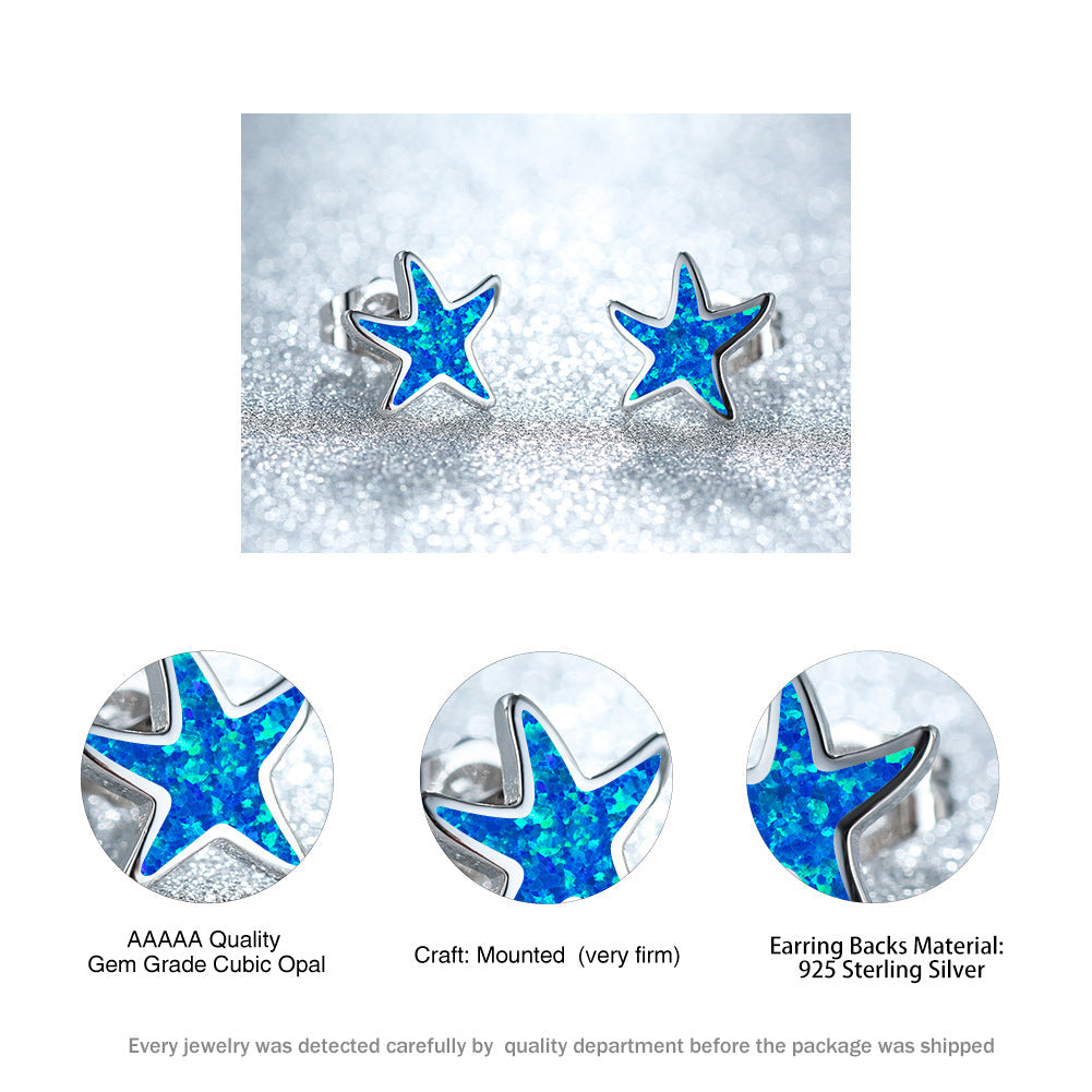 Fathoma - Stunning Blue Opal Starfish Earrings