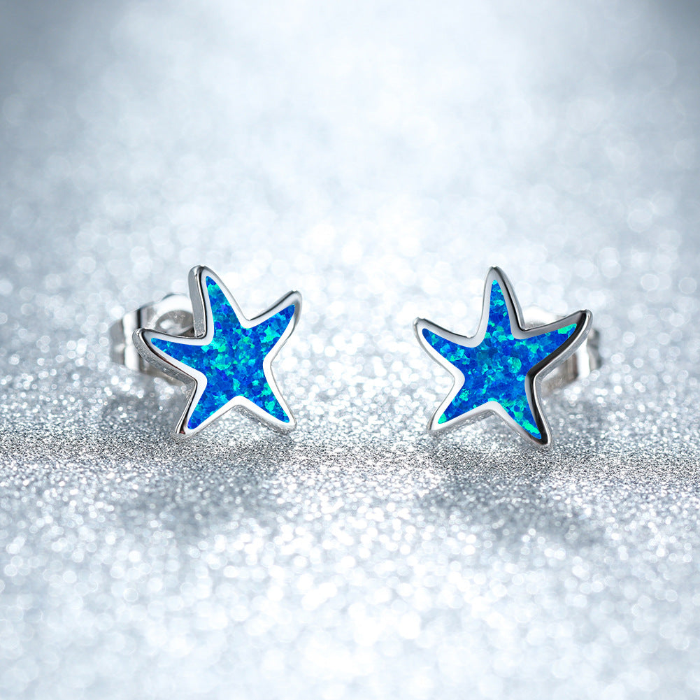 Fathoma - Stunning Blue Opal Starfish Earrings