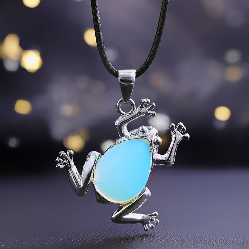 Gaia - Natural Crystal Meditation Necklace with Frog Design