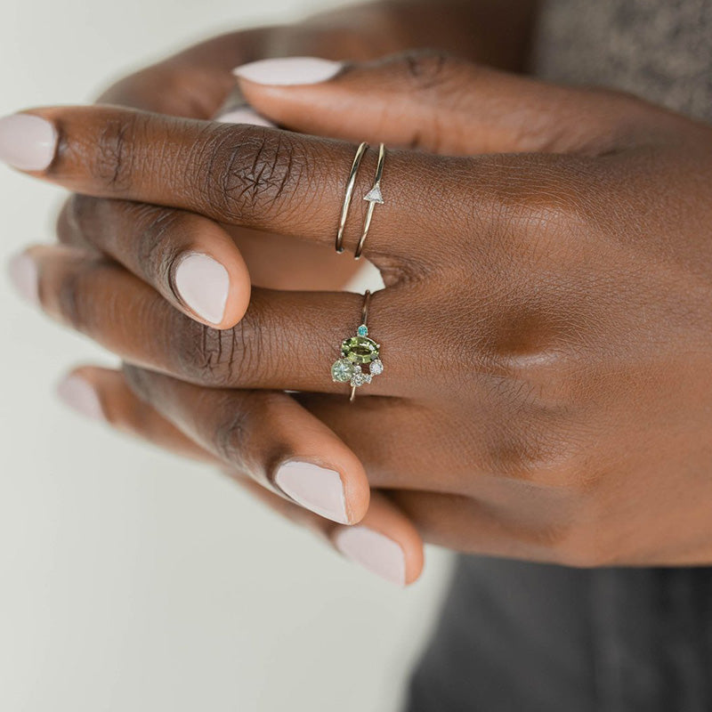 Kaelira - Natural Peridot and Sparkling Zirconia Statement Ring