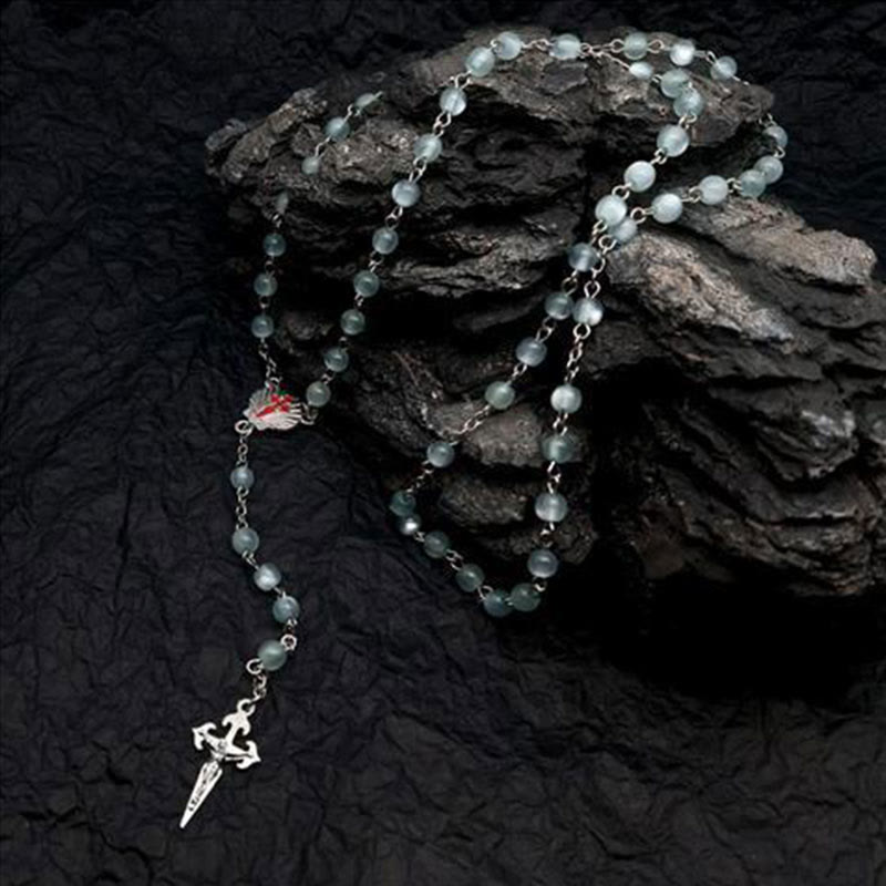 Lamira Heart Rosary Necklace - Cat's Eye Stone Necklace