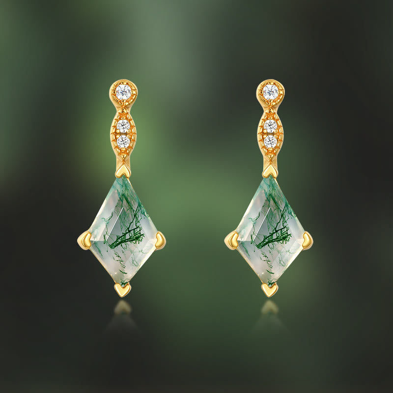 Fossara - Elegant Moss Agate and White Zircon Jewelry Set