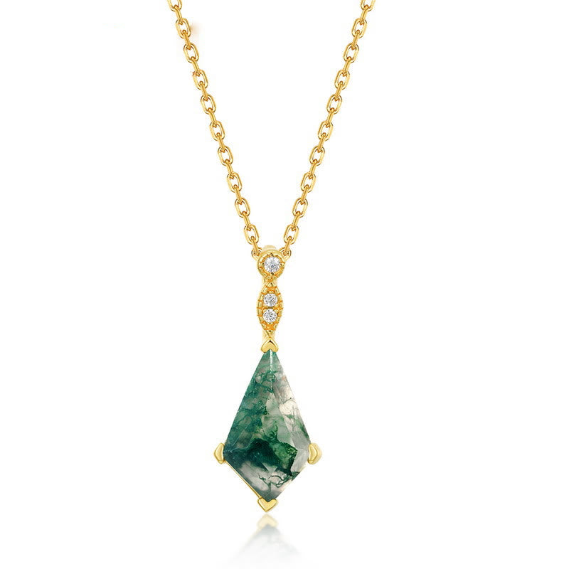 Fossara - Elegant Moss Agate and White Zircon Jewelry Set