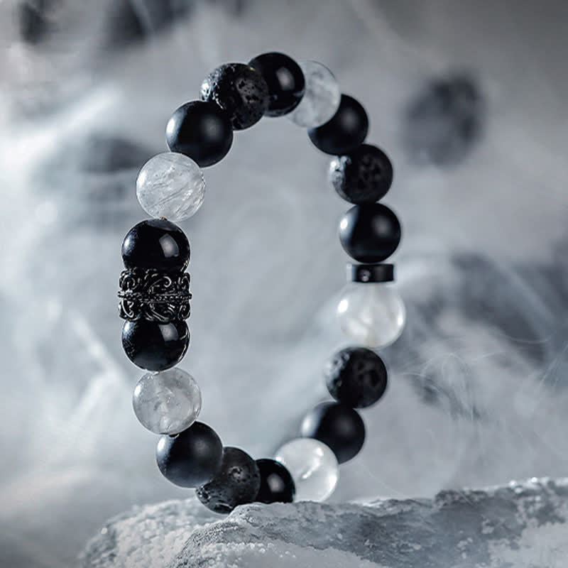 Ragnar - Lord Black Warrior Natural Crystal Bead Bracelet