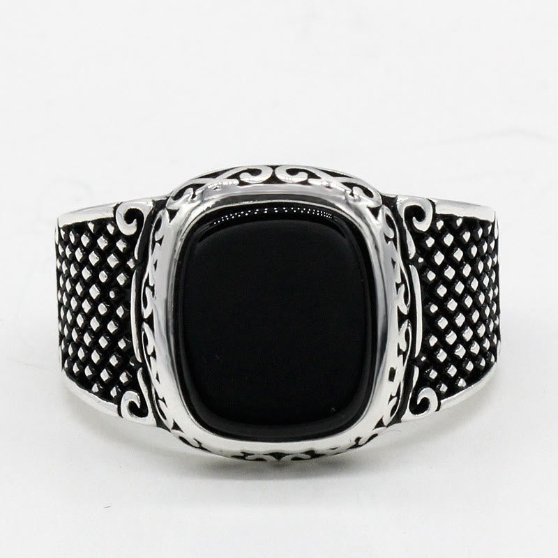Max - Elegant Black Onyx Silver Ring for the Modern Man