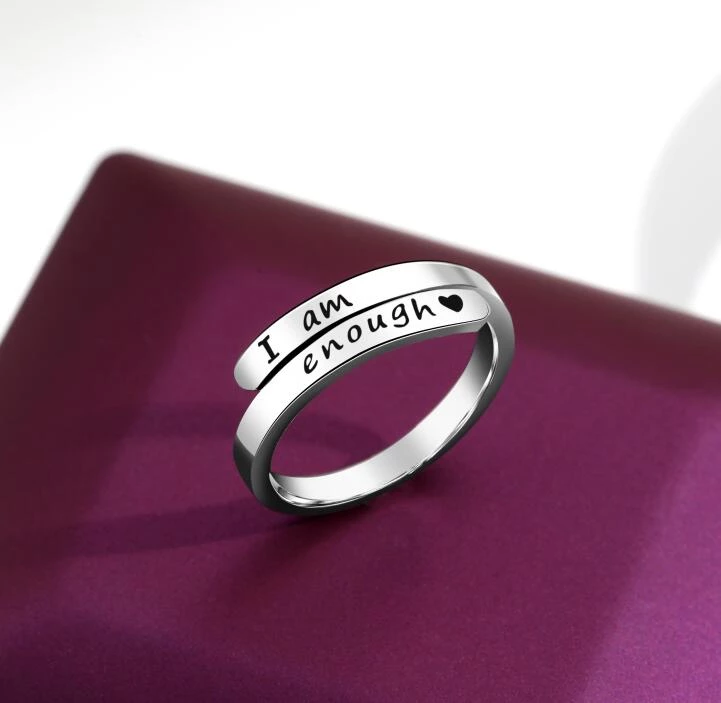 Bonvira - "I Am Enough" Silver Confidence Ring