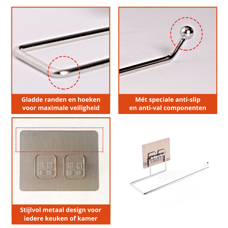 RollMate Holder - Stainless Steel Paper Towel Holder Set
