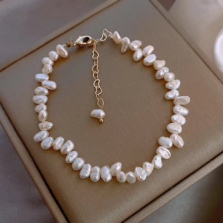 Almyra - Freshwater Pearl Bracelet with Elegant Adjustable Design in White