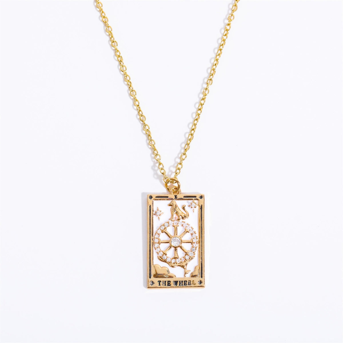 Amara Gold-Plated Tarot Drop Pendant Necklace - Zirconia Charm
