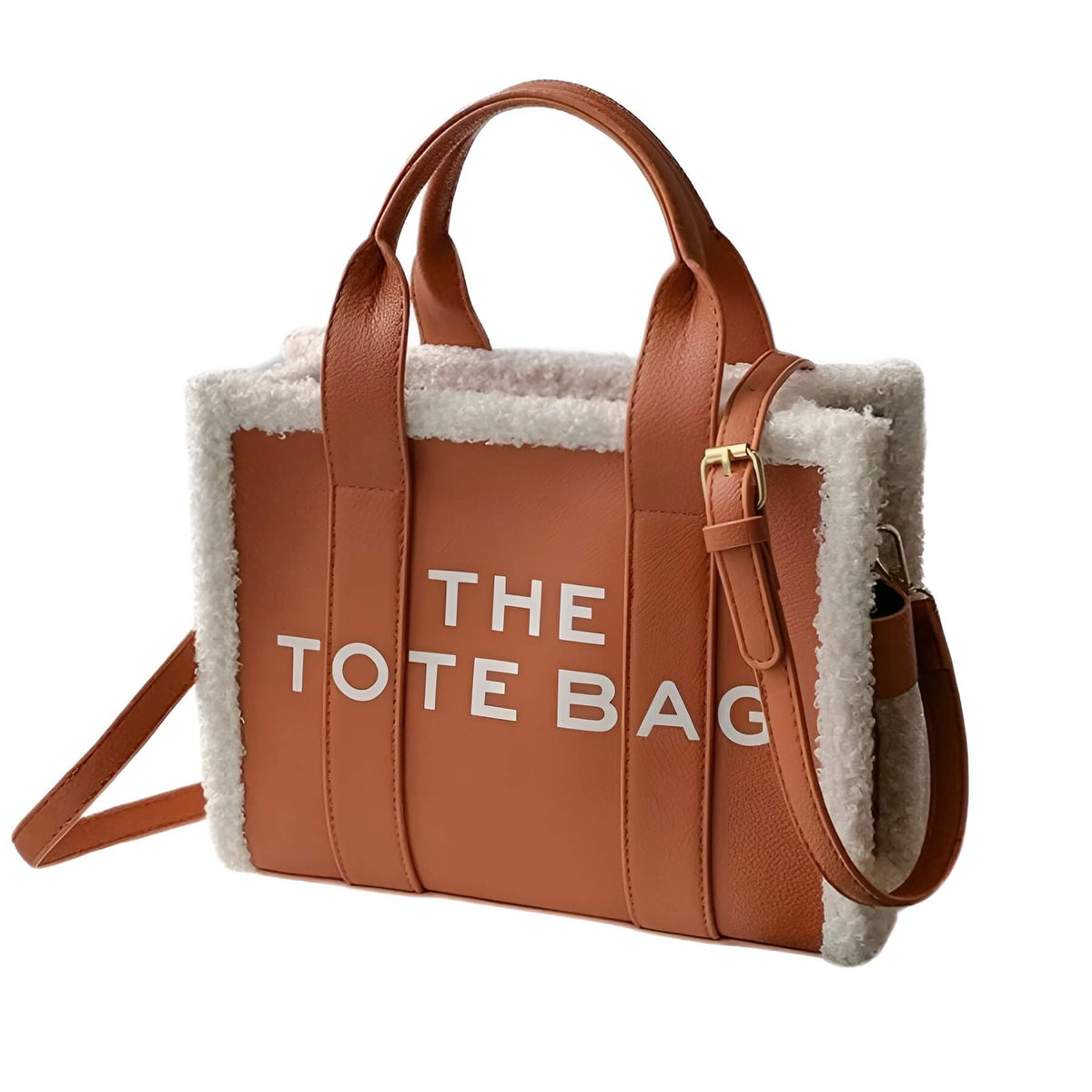 LuxVibe Bag - Stylish PU Leather Tote with Faux Fur Trim