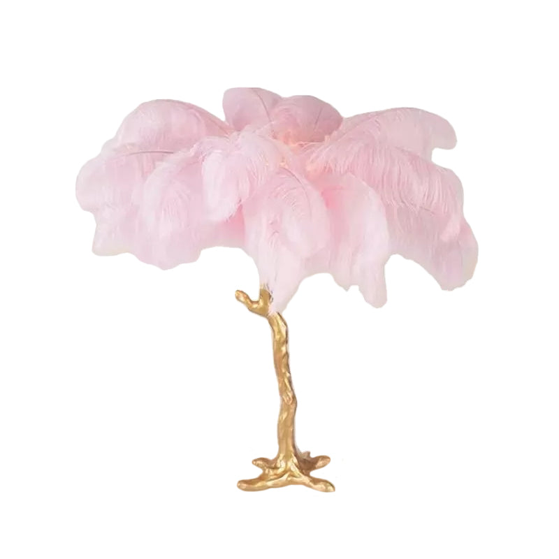 FeatherLuxe - Artistic Pink Gold Table Lamp