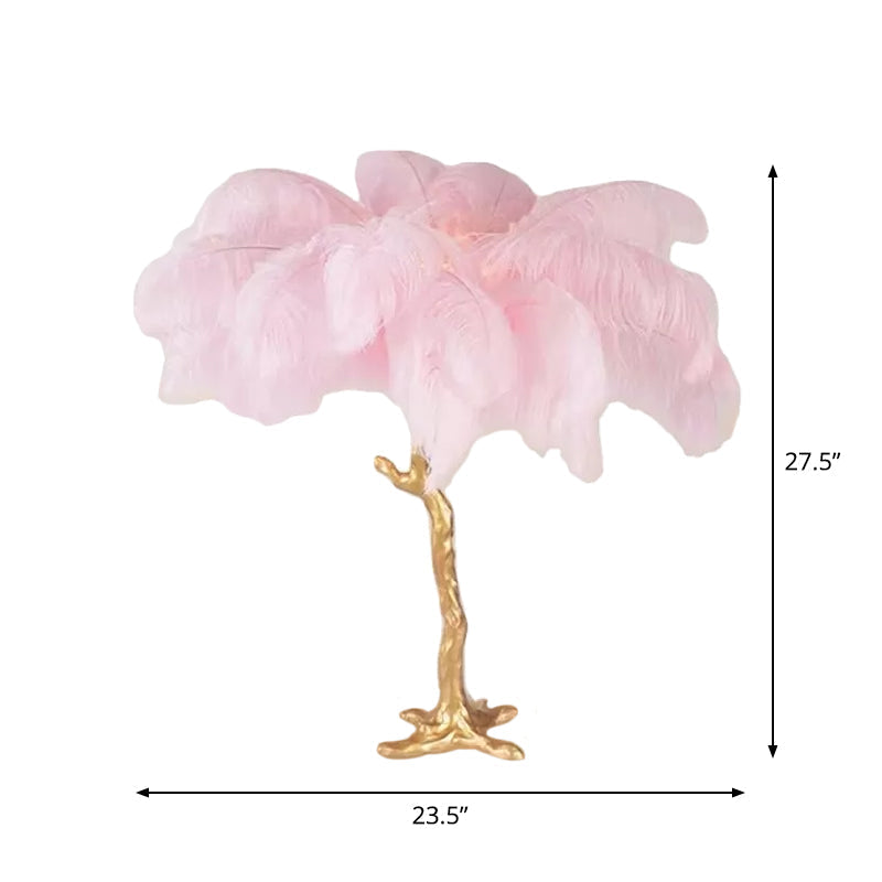 FeatherLuxe - Artistic Pink Gold Table Lamp