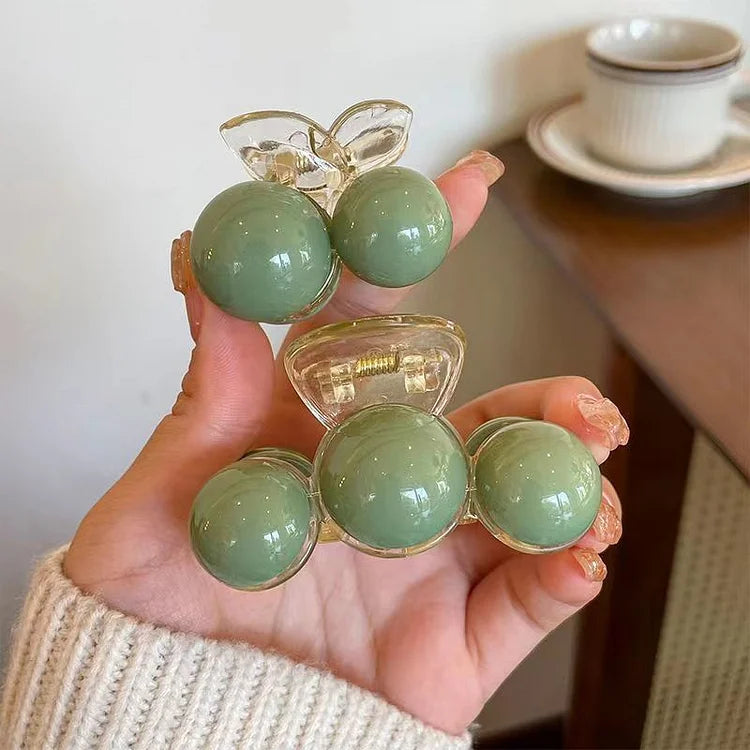 Liana Hair Clip - Elegant Green Pearl Design