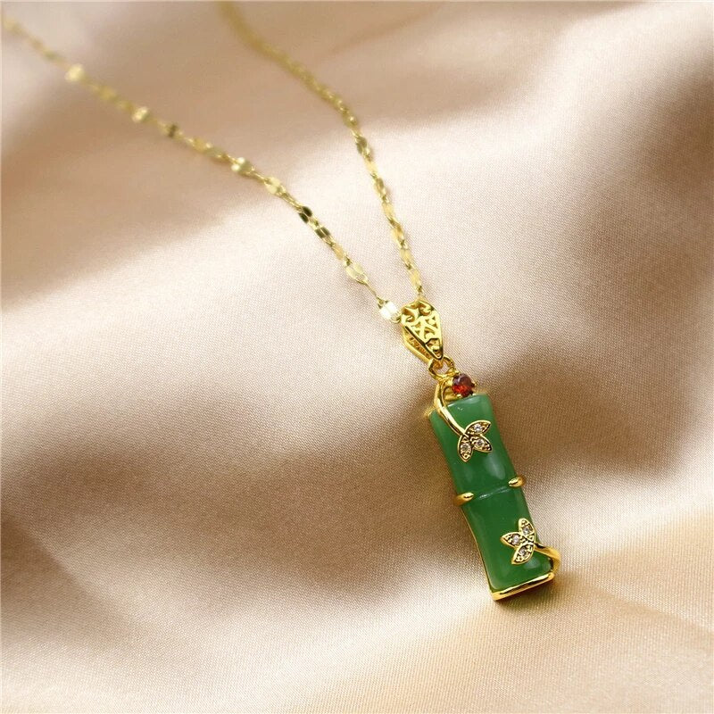 Ajaline - Jade Amulet Necklace - Spiritual Pendant for Good Fortune