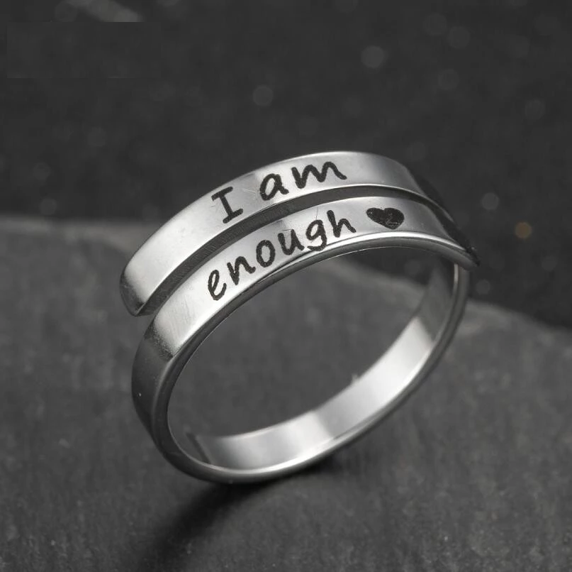 Bonvira - "I Am Enough" Silver Confidence Ring