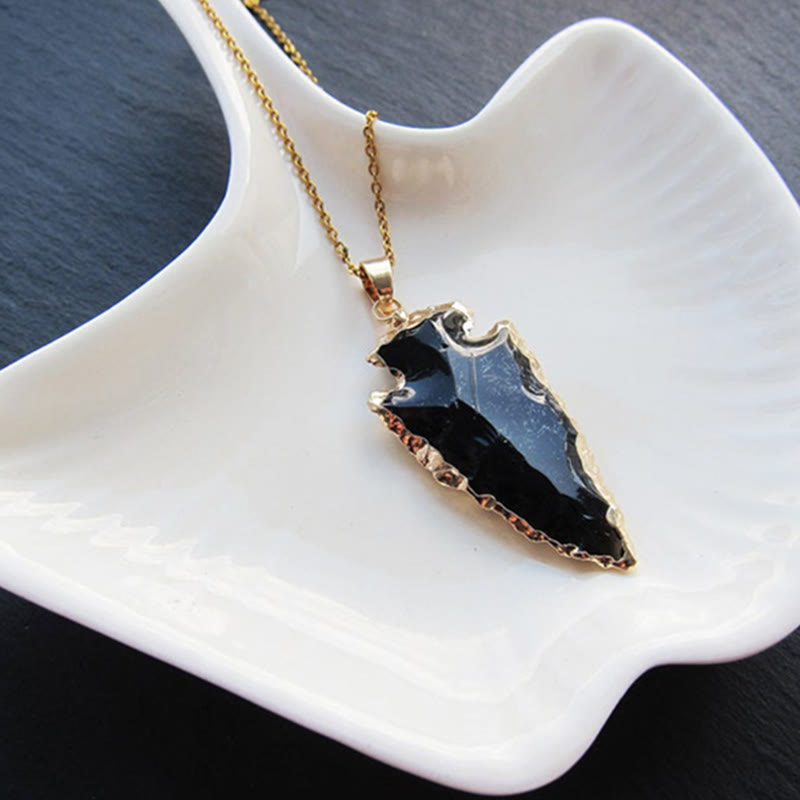 Aeliana - Natural Carnelian Crystal Arrowhead Necklace