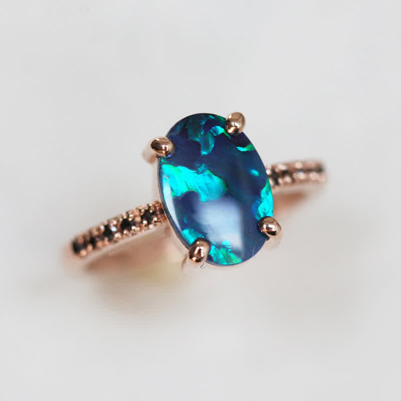 Isabella - Sapphire and Opal 3-Piece Ring Set