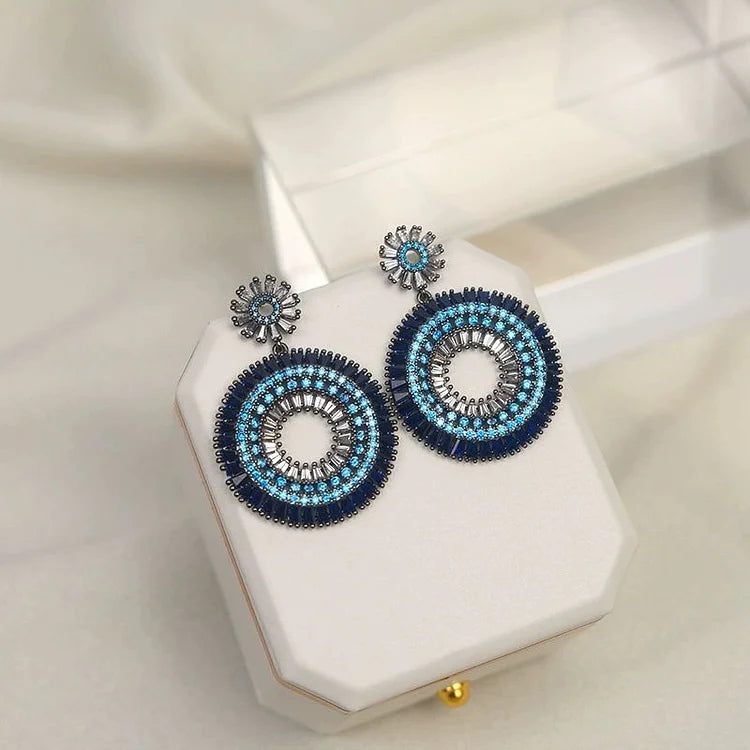 Layla Collection - Elegant Sterling Silver Evil Eye Earrings