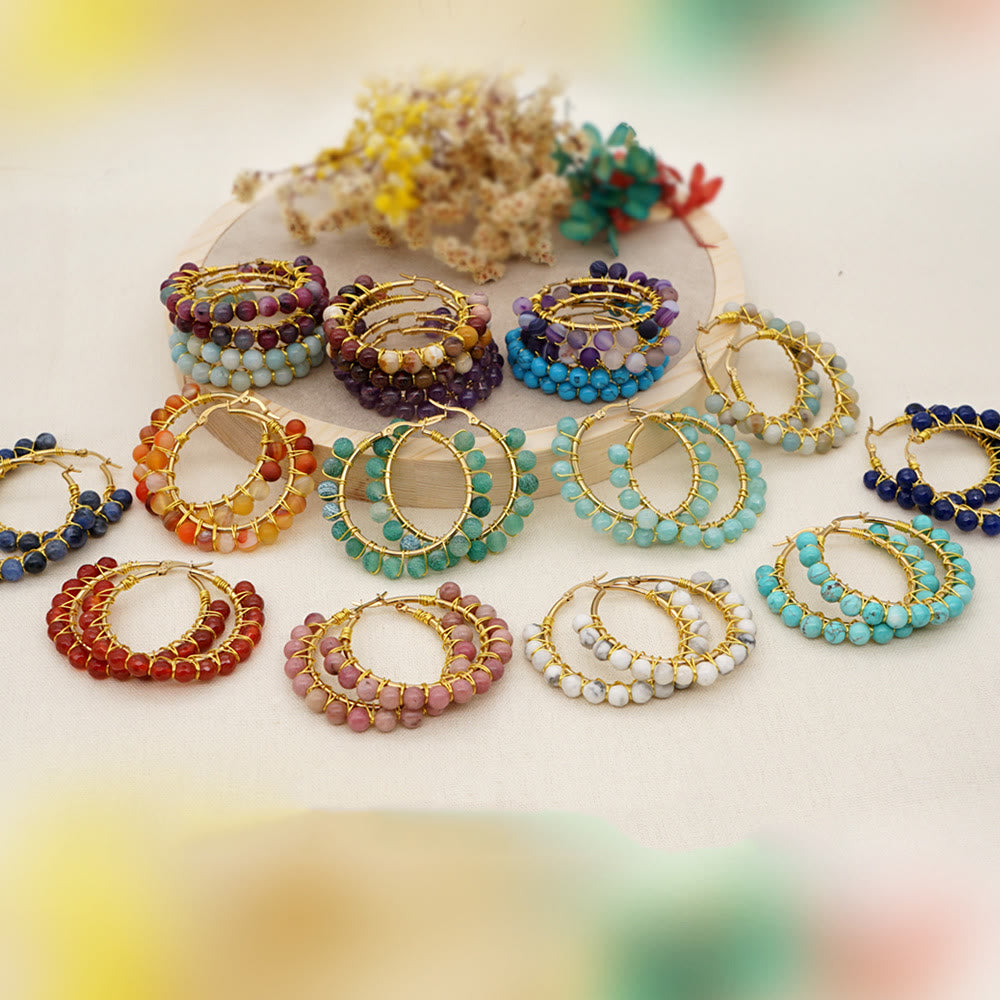 Sanne's - Elegant Boho Nature-Inspired Crystal Hoop Earrings