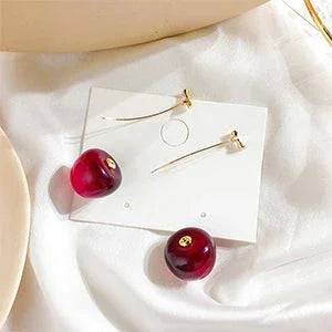 Fleur Earrings - Gold-Plated Red Cherry Drop Earrings