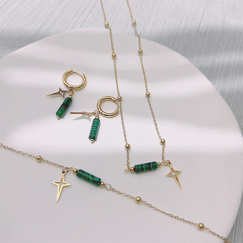 Maria Malachite Star Jewelry Set - Earrings, Necklace and Bracelet