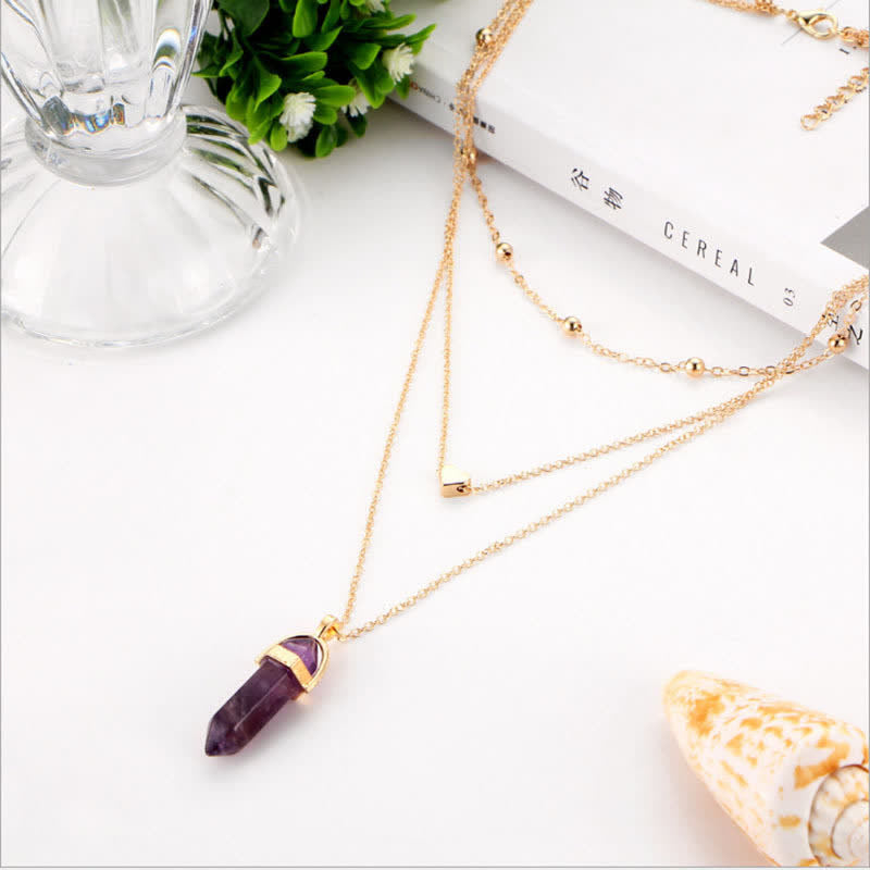 Akyra - Natural Crystal Hexagon Gemstone Necklace