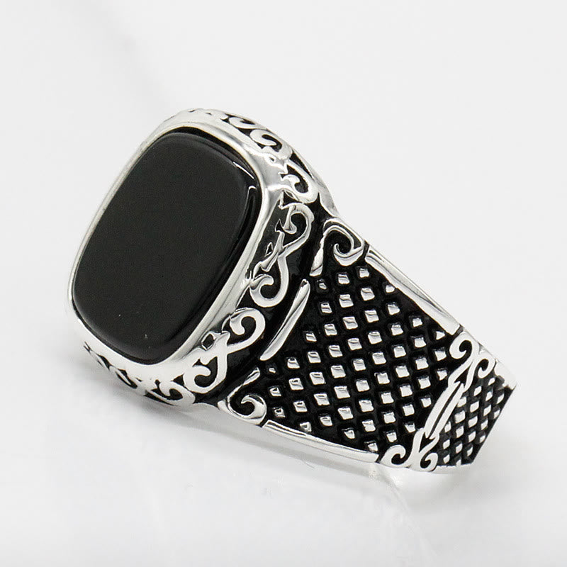 Max - Elegant Black Onyx Silver Ring for the Modern Man