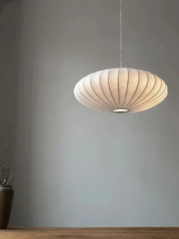 SilkCrown - Luxury Silk Pendant Light with Crystal Accents