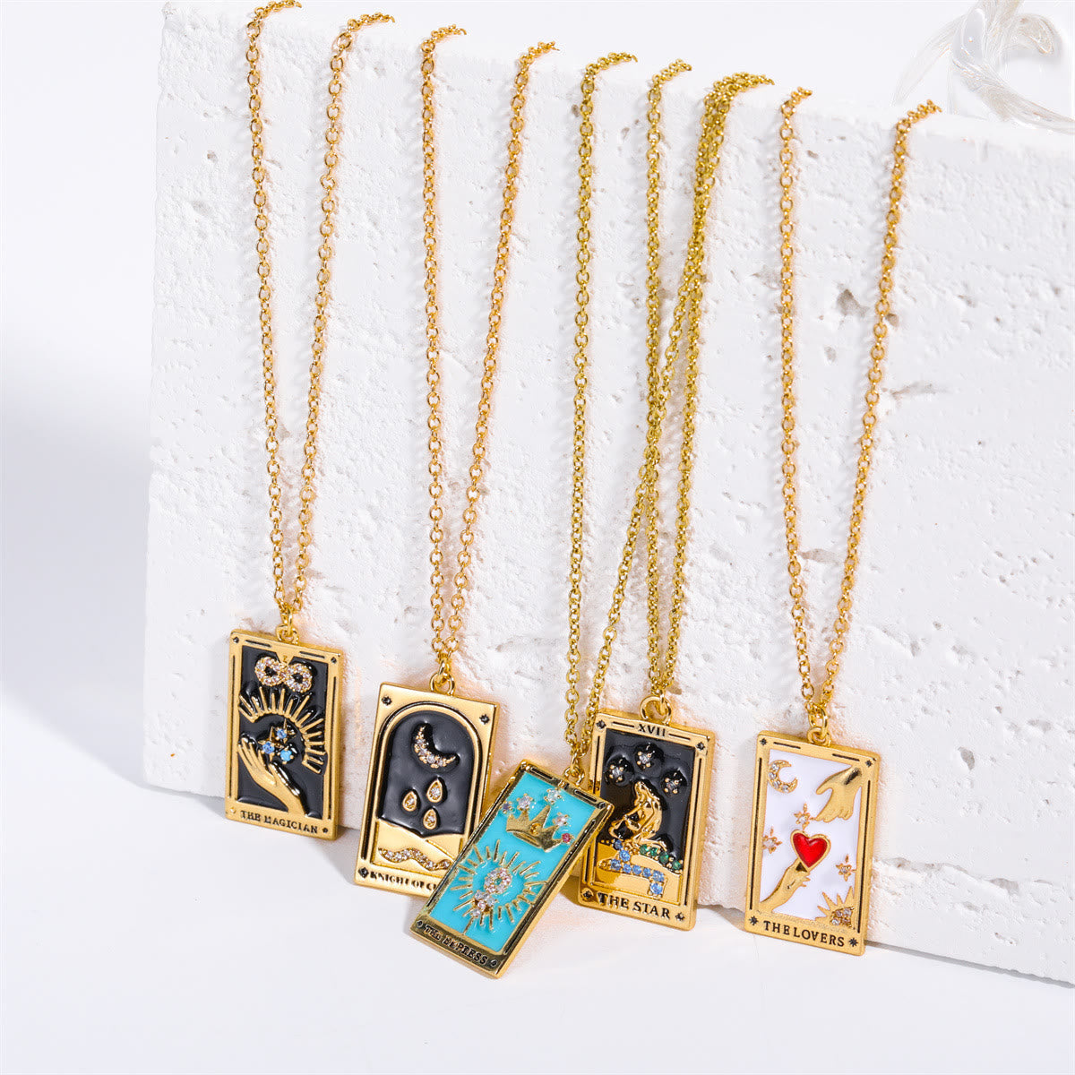Amara Gold-Plated Tarot Drop Pendant Necklace - Zirconia Charm