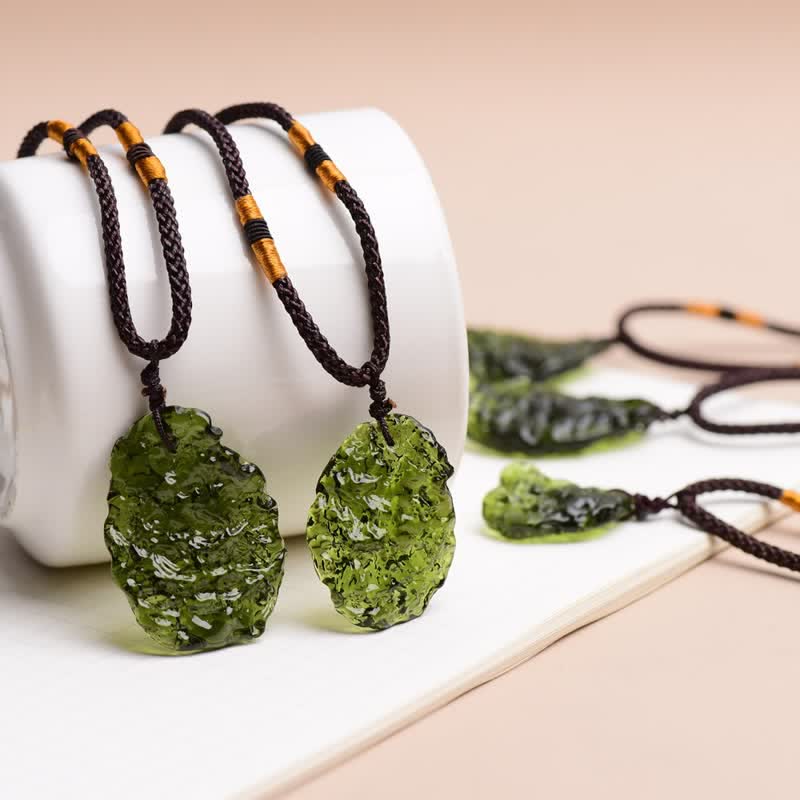 Ekavira - Green Moldavite Pendant Necklace for Purification