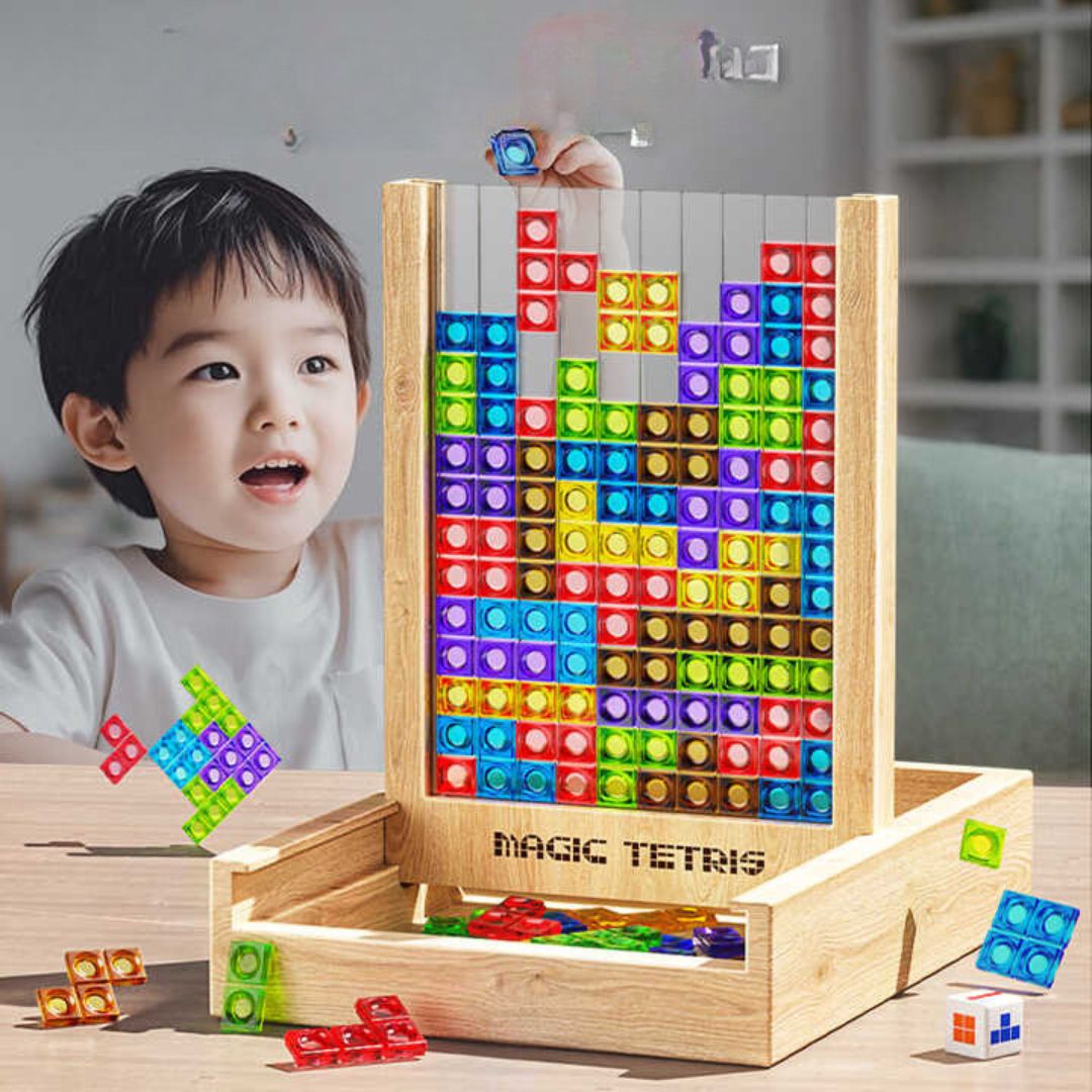 TetrisWood Game - Durable Wooden Puzzle for Family Fun
