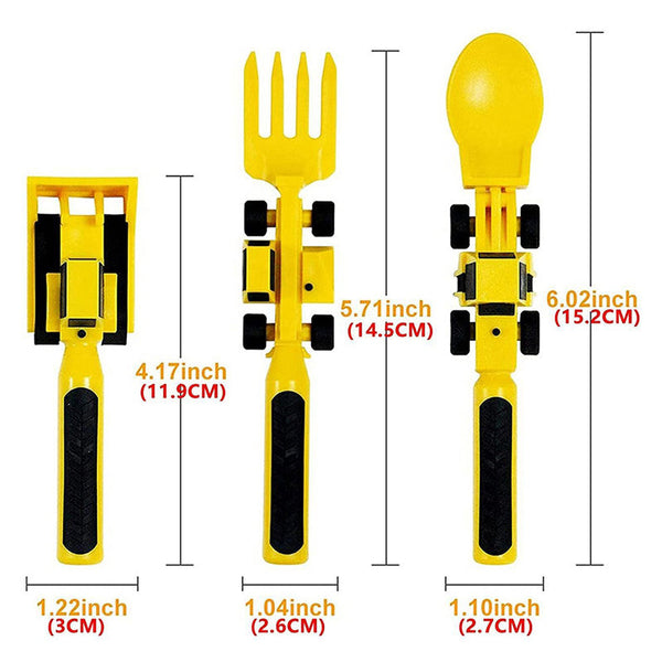 ConstructoFork - Bulldozer-Shaped Kids Utensil Set for Mealtime Fun