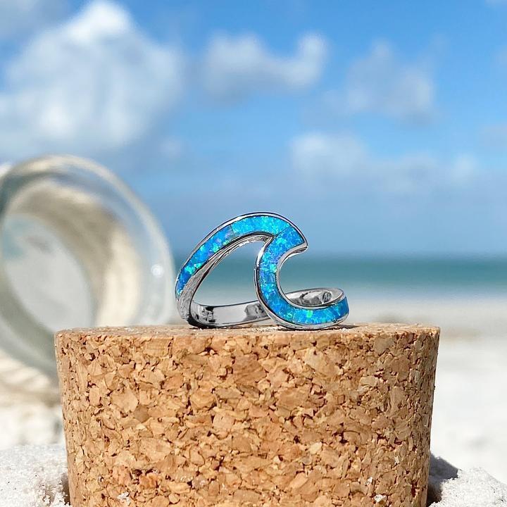 Maren Ocean Wave Opal Ring - Elegant Sterling Silver Design
