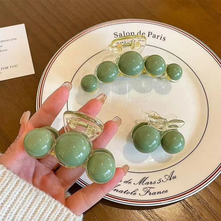 Liana Hair Clip - Elegant Green Pearl Design