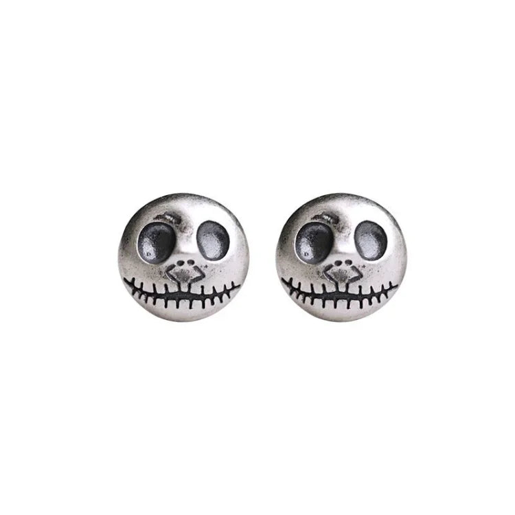 Mara - Handmade Pumpkin Prince Skull Earrings in Sterling Silver