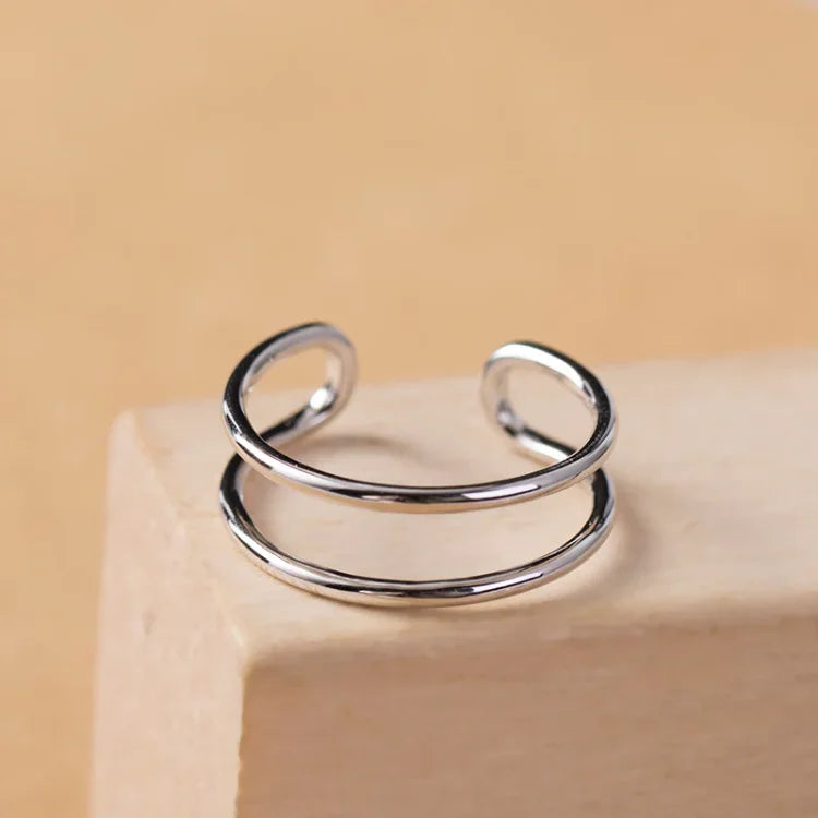 Lina Ring - Adjustable Double Line Design in Sterling Silver