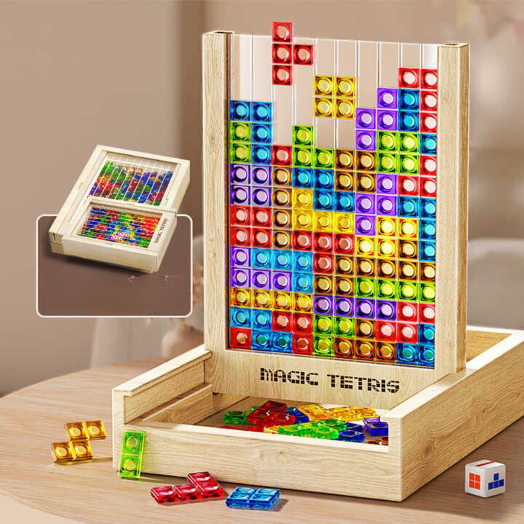 TetrisWood Game - Durable Wooden Puzzle for Family Fun