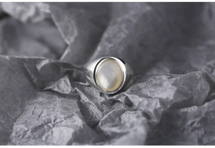 Isla Pinctada Albina Ring - Sterling Silver Ring with Mother-of-Pearl Accent