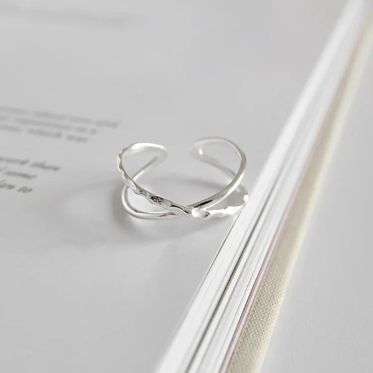 Lina Ring - Adjustable Double Line Design in Sterling Silver