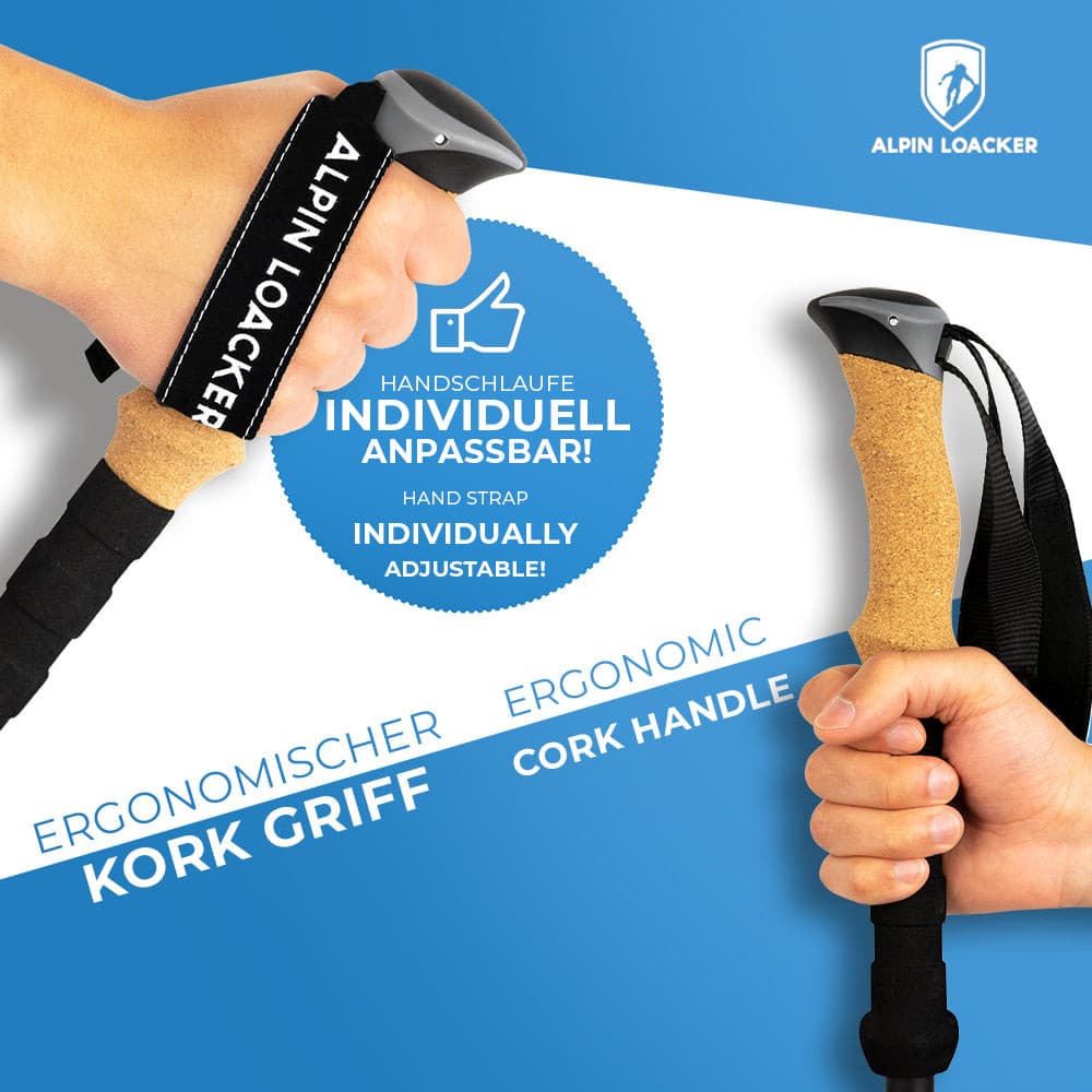 UltraLight Trekking Poles - Lightweight Folding Poles with Cork Grips