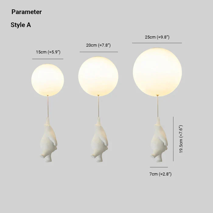 CloudBear - Playful Bear and Balloon Kids Ceiling Lamp